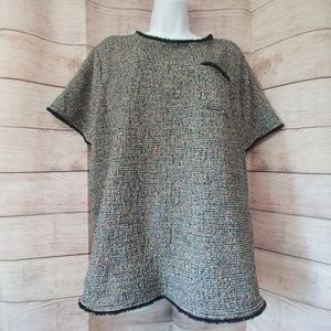 Ava & Viv Textured Blouse with Zipper in back
